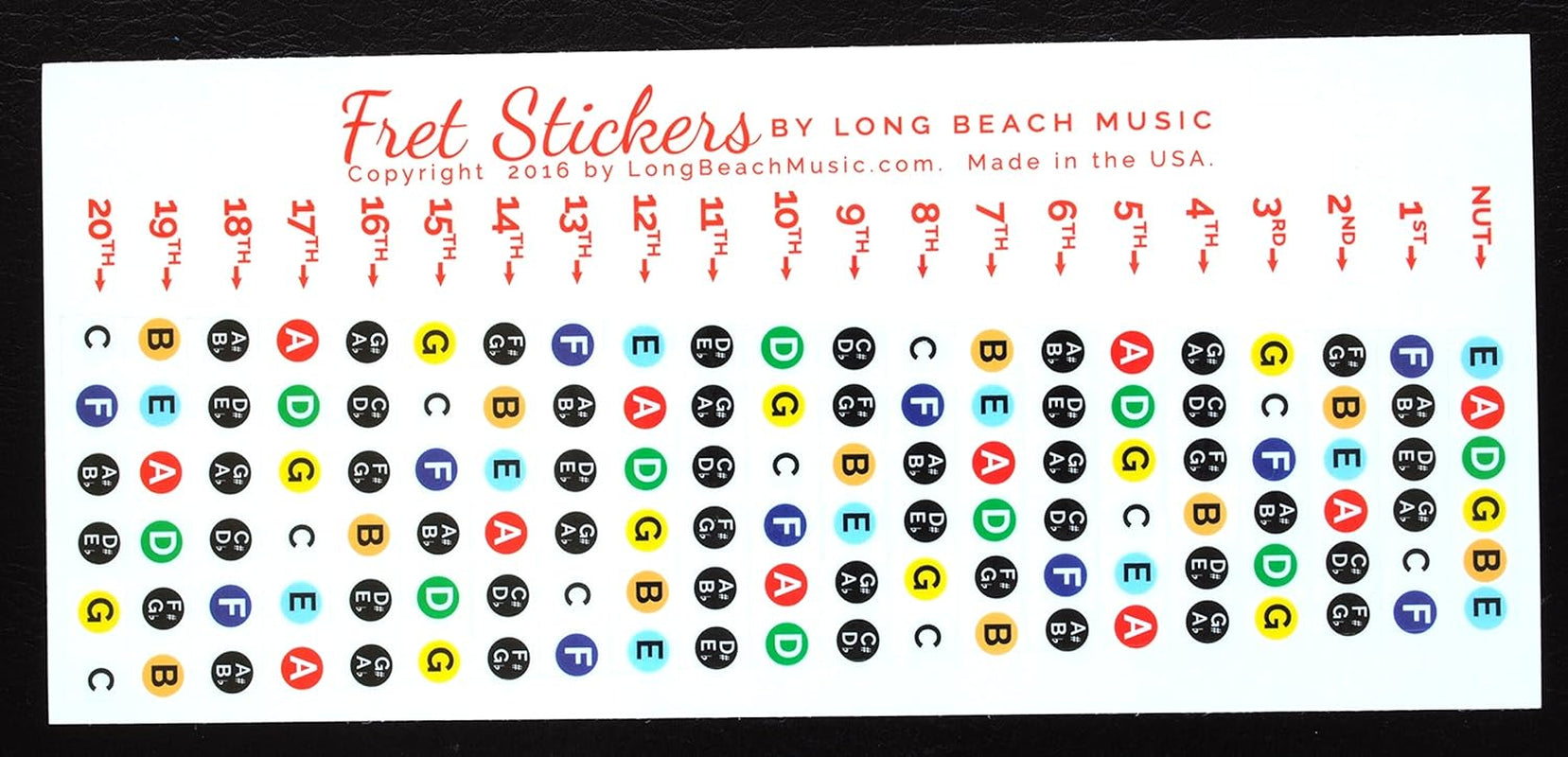 Guitar Fret Stickers - Color Coded