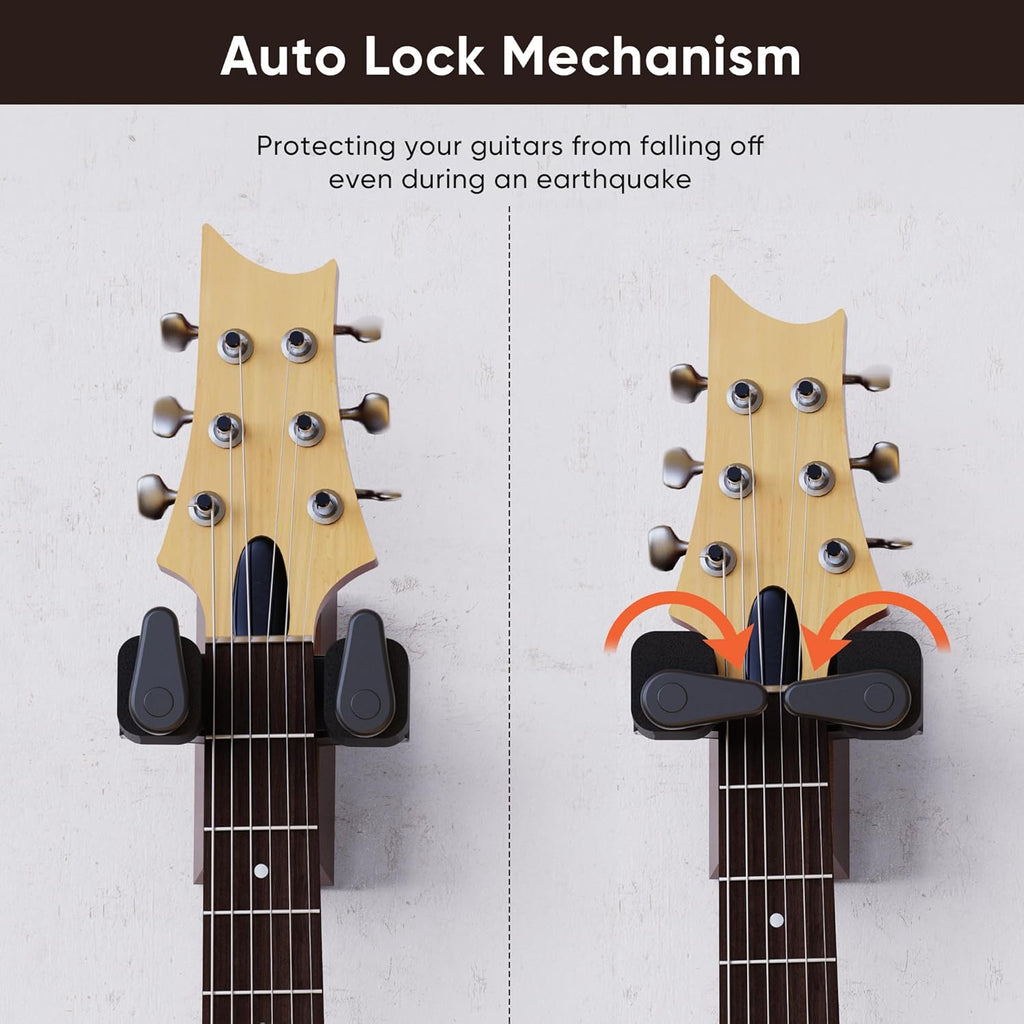 Locking Guitar Wall Mounts, 2 Pack
