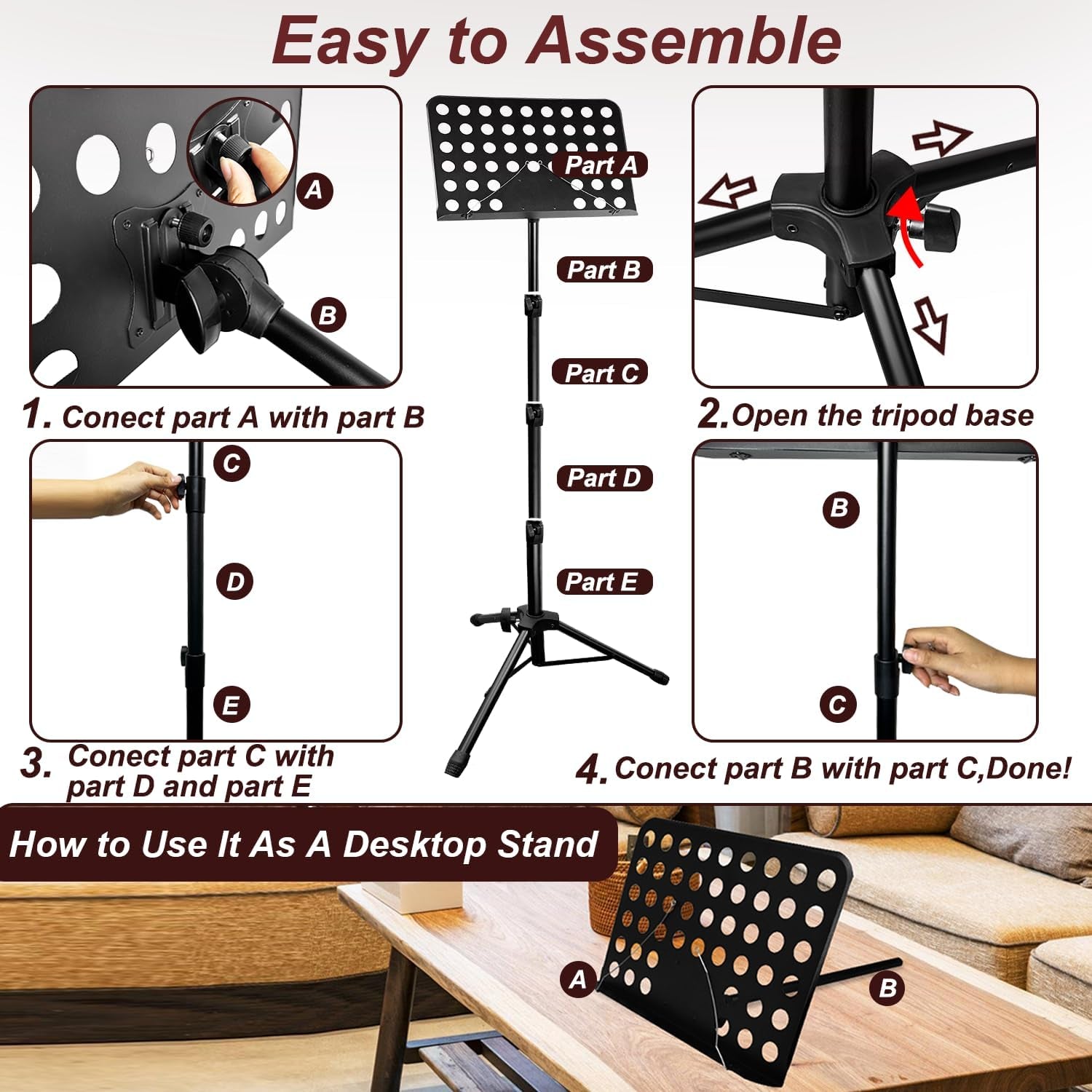 Sheet Music Stand, 33-70"