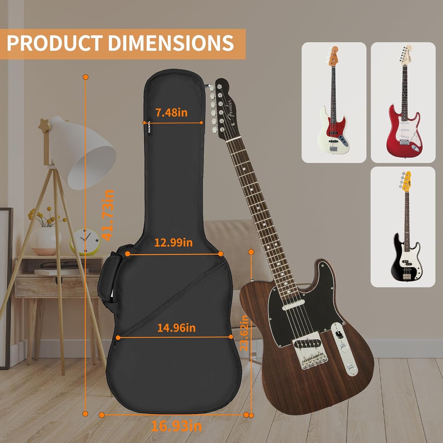 Slim Electric Guitar Case, 37-41"